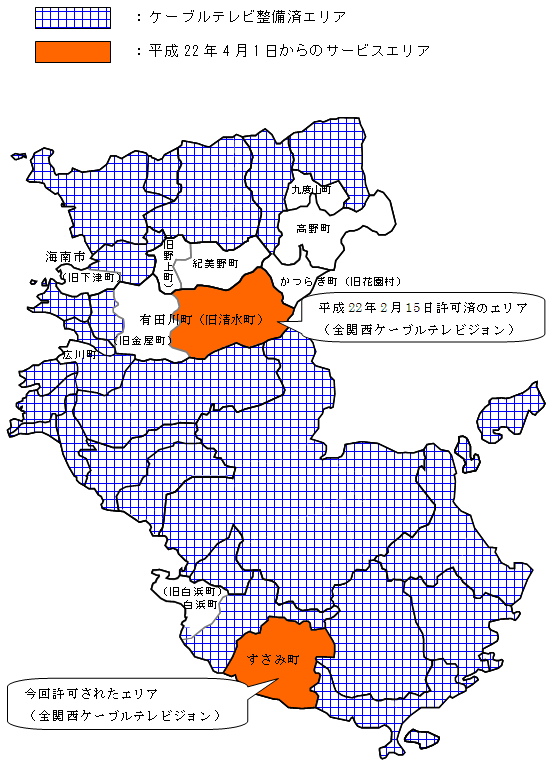 和歌山県ケーブルテレビ整備状況図