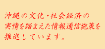 沖縄の文化・社会経済の実状を踏まえた情報通信施策を推進しています。