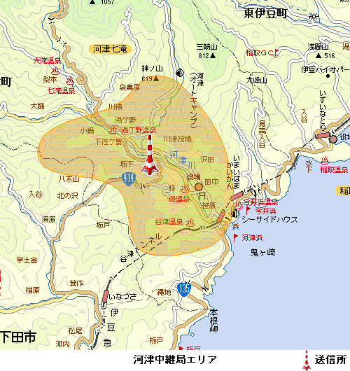 河津中継局エリア図