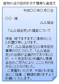 説明: 説明: 説明: 貨物の送付目的を示す簡単な通信文