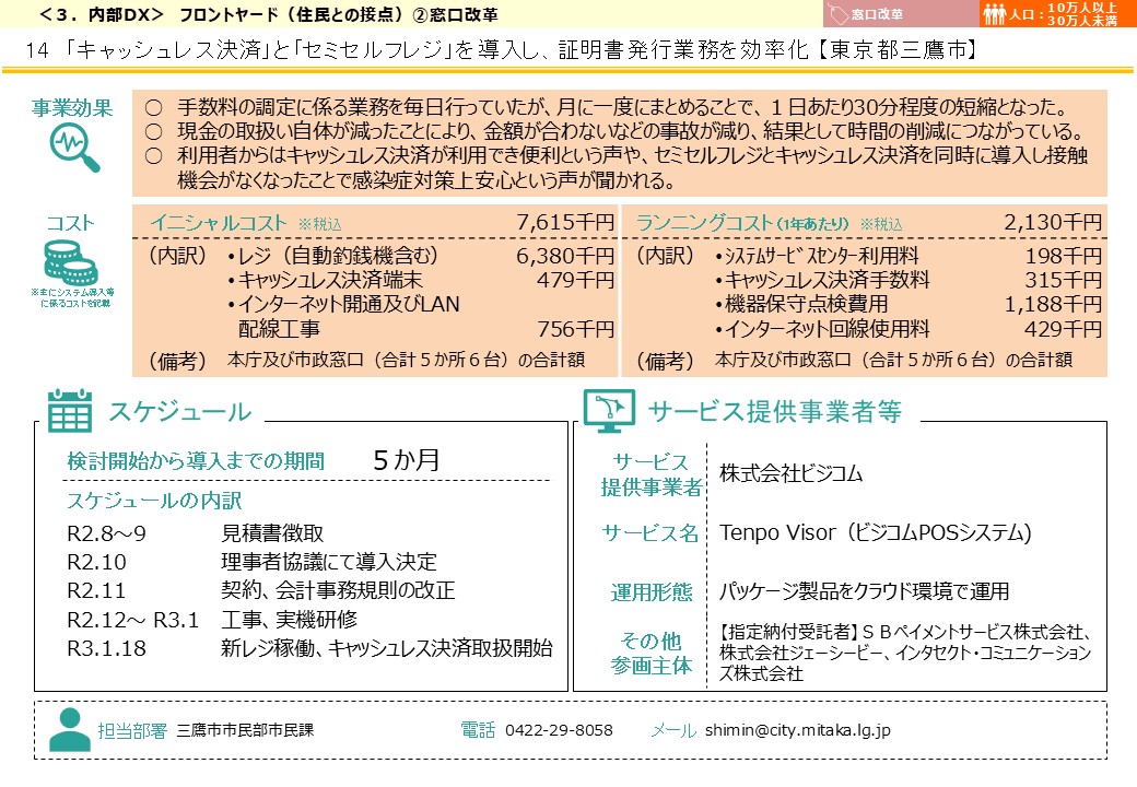 キャッシュレス決済」と「セミセルフレジ」を導入し、証明書発行業務を