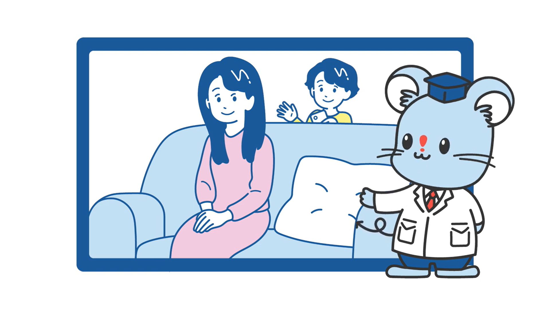 動画教材の1シーン 女性と子供の写真