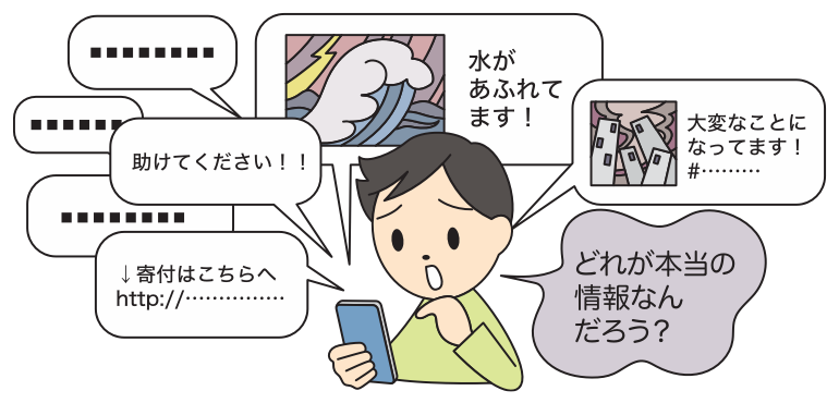 本当の情報と偽・誤情報が入り乱（みだ）れるSNS