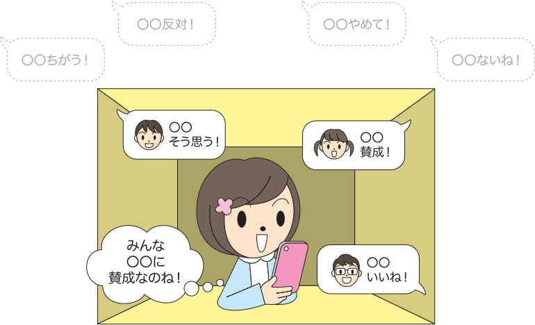 自分と似た意見ばかりに触（ふ）れてしまうようになる「エコーチェンバー現象」