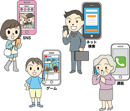 若者、大人、高齢者それぞれのスマートフォンの使い方がある
