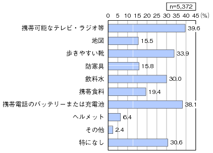 図表3-1-3-1 帰宅時に必要と感じたもののグラフ