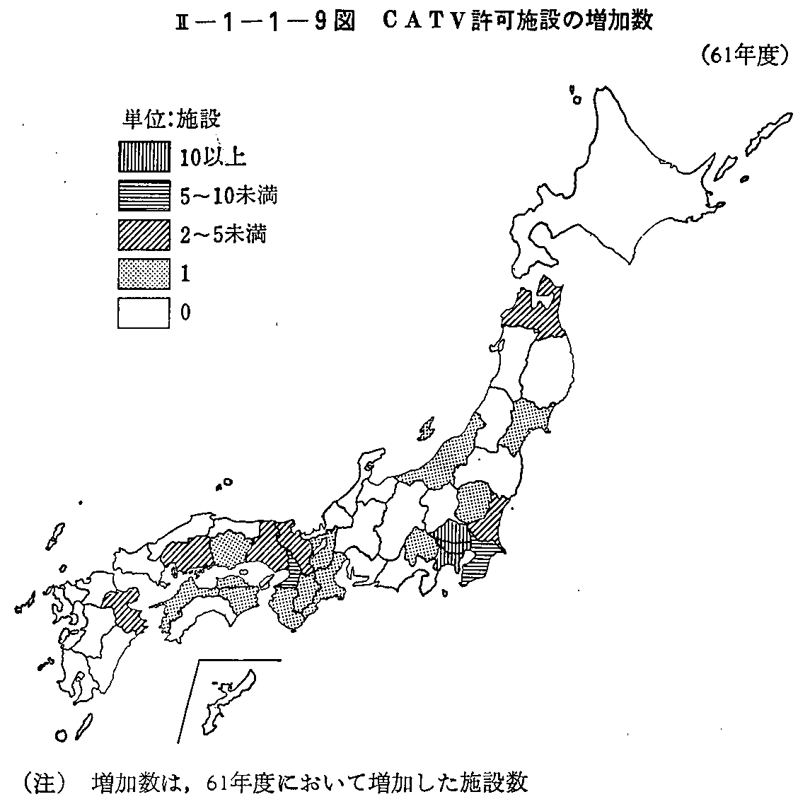 <2>-1-1-9図 CATV許可施設の増加数(61年度)