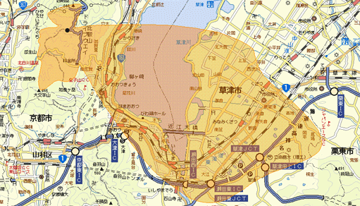 大津山中中継局のエリア図