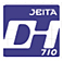DHマーク710画像　紫色の正方形の中に、白い文字で「JEITA DH 710」と書かれています
