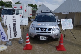 信越総合通信局の展示ブース（飯田市会場）災害対策用移動電源車