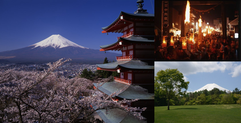 山梨県 富士吉田市の様々な場所から見える富士山の写真