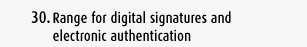 Range for digital signatures and electronic authentication