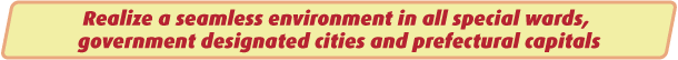 Realize a seamless environment in all special wards, 
government designated cities and prefectural capitals