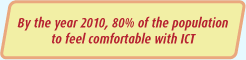 By the year 2010, 80% of the population to feel comfortable with ICT