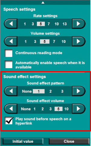 sound effect setting panel