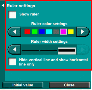 ruler settings panel