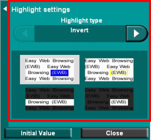 highlight setting panel