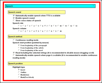 Setting panel (speech)