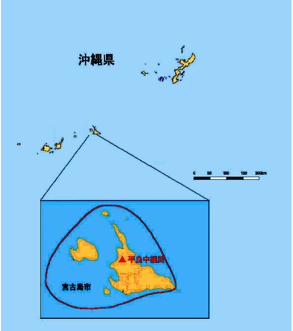 地上デジタルテレビ放送のエリア(宮古島市)のイメージ図