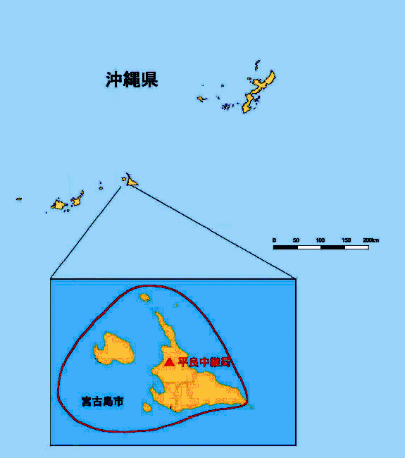 地上デジタルテレビ放送のエリア(宮古島市)のイメージ図