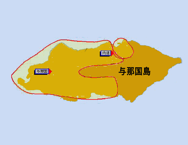 与那国・内道中継局の地上デジタルテレビ放送のエリア図